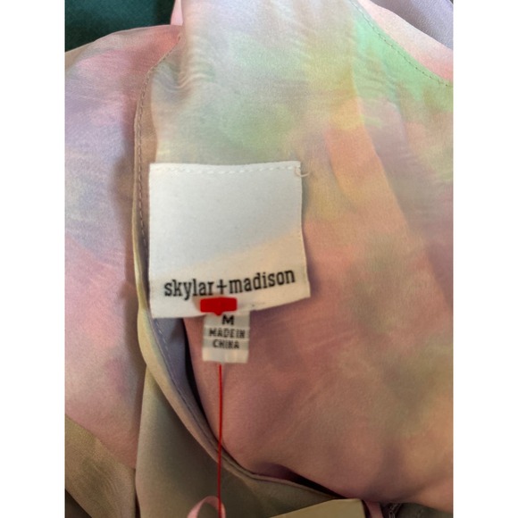 Tie Dye Together Maxi Dress Size M Pastels Chiffon One-Shoulder Ruched Waist - Picture 3 of 6